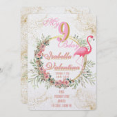 Flamingo's Birthday Invitation Template シーズンカード (正面/裏面)