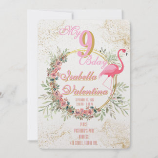 Flamingo's Birthday Invitation Template シーズンカード