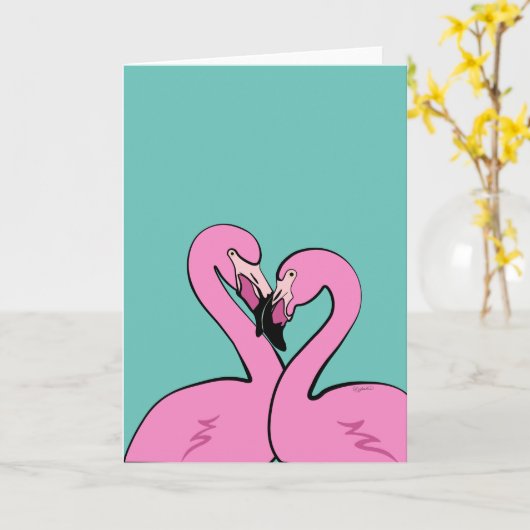 Flamingos Greeting Card カード (黄色い花)