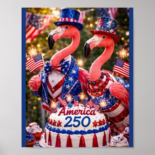Flamingos Happy 250th Birthday America July 4th ポスター (正面)