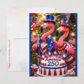 Flamingos Happy 250th Birthday America July 4th ポストカード (正面/裏面)