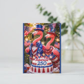 Flamingos Happy 250th Birthday America July 4th ポストカード (スタンド正面)