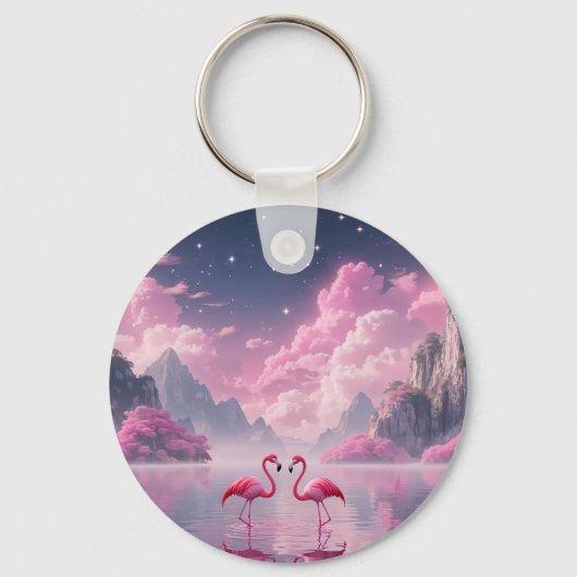 Flamingos in einer Traumwelt キーホルダー (正面)