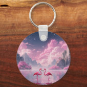 Flamingos in einer Traumwelt キーホルダー (正面)