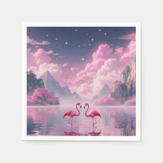 Flamingos in einer Traumwelt スタンダードカクテルナプキン