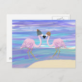 Flamingos in Knitted Hats ポストカード (正面/裏面)