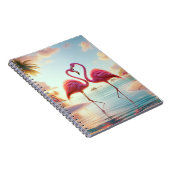 Flamingos in Love Tropical Beach ノートブック (右側)