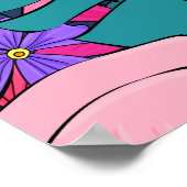 Flamingos on a background of tropical leaves and f ポスター (角)