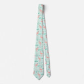 Flamingos Pink Green Tropical Birds Men's ネクタイ (正面)