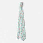 Flamingos Pink Green Tropical Birds Men's ネクタイ (裏面)