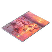 Flamingos Pink Sunset Water Reflection Art ノートブック (左側)