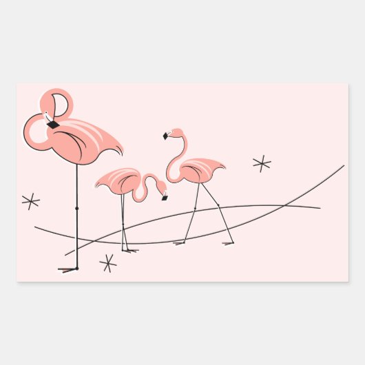 Flamingos Pink Trioシール長方形 長方形シール (正面)
