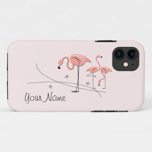 Flamingos Pink Trio 3 '名前' iPhone 11ケース Case-Mate iPhoneケース (裏面(横))