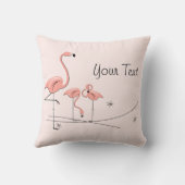Flamingos Pink Trio 4 'Your Text'正方形 クッション (裏面)