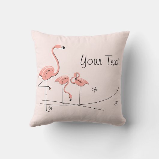 Flamingos Pink Trio 4 'Your Text'正方形 クッション (裏面)