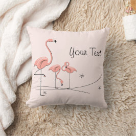 Flamingos Pink Trio 4 「Your Text」ピンクの背角四角 クッション