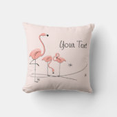 Flamingos Pink Trio 4 「Your Text」ピンクの背角四角 クッション (正面)