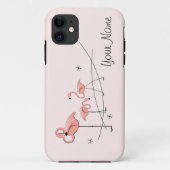 Flamingos Pink Trio 'Name' iPhone 11ケース Case-Mate iPhoneケース (裏面)