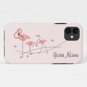 Flamingos Pink Trio 'Name' iPhone 11ケース 11 ケース