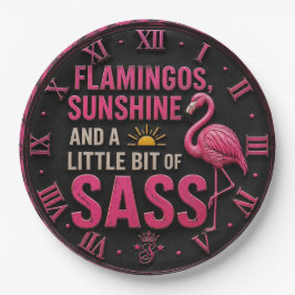 Flamingos Sunshine Sass Funny Pink Tropical ペーパープレート