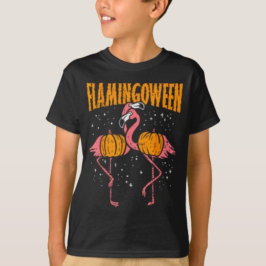 Flamingoween Pumpkin Flamingos Funny Bird Hallowee Tシャツ (正面)
