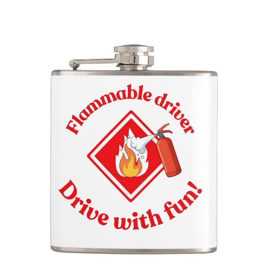 Flammable Driver Trucker Gift | Funny ADR Hazmat フラスク (正面)