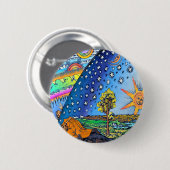 Flammarionの木版画の平らな地球のデザインの正方形色 缶バッジ (正面&裏面)