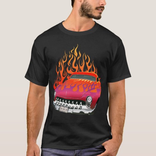 flamme voiture americaine hot rod muscle car vinta tシャツ (正面)