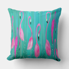 Flamngos tropical home throw pillow クッション