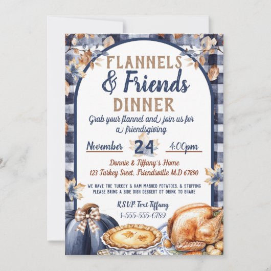 Flannel and Friends Friendsgiving Thanksgiving 招待状 (正面)