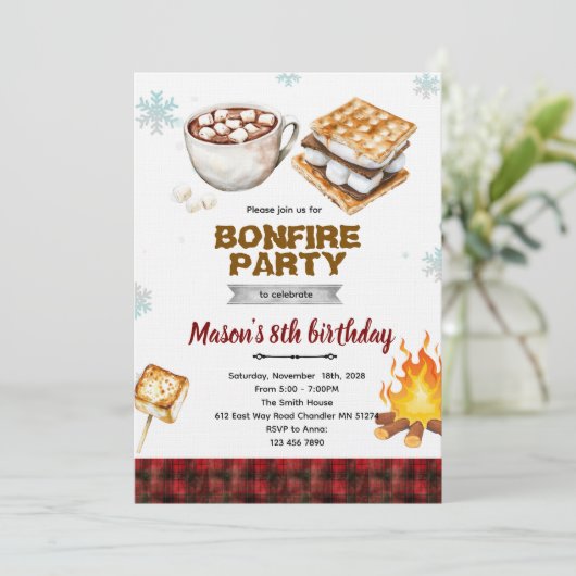 Flannel bonfire party invitation 招待状 (スタンド正面)
