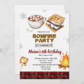 Flannel bonfire party invitation 招待状 (正面/裏面)