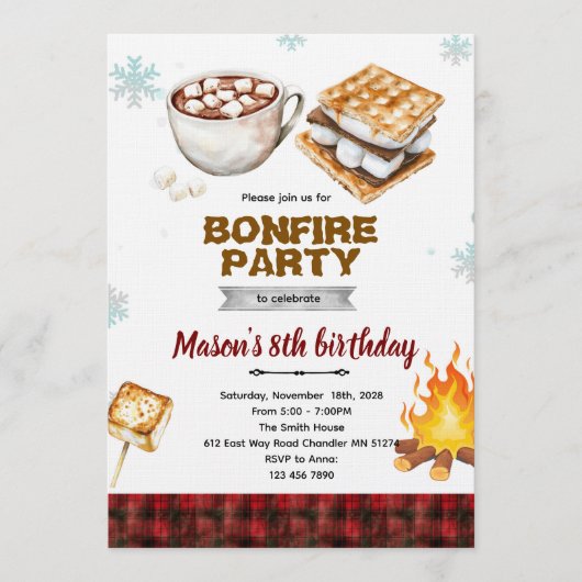 Flannel bonfire party invitation 招待状 (正面)