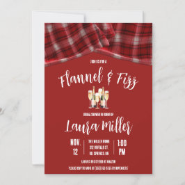 Flannel & Fizz, Plaid, Champagne Bridal Shower 招待状