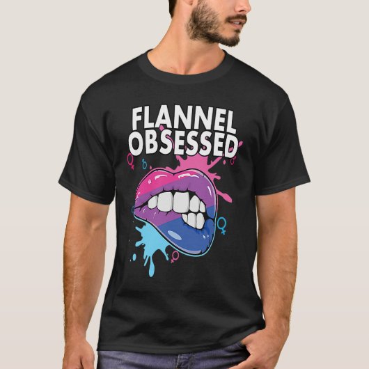 Flannel Obsessed Bisexual Rainbow Pride Bisexualit Tシャツ (正面)