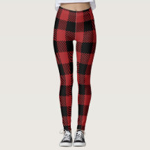 Flannel Women's legings in Red and Black