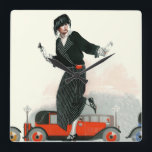 FlapperとRoadster スクエア壁時計<br><div class="desc">アーティスト：コールズ・フィリップス |ロードスターの前のフラッパー</div>