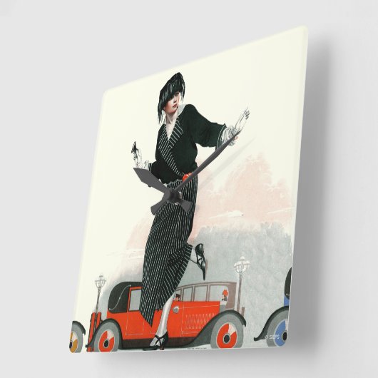 FlapperとRoadster スクエア壁時計 (傾斜)