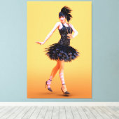 Flapper Dancing Vintage キャンバスプリント (インサイチュ (ウッドフロア))