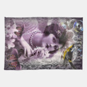 Flapper Girlヴィンテージのダマスク織の20年代のパリの女性 キッチンタオル (横)