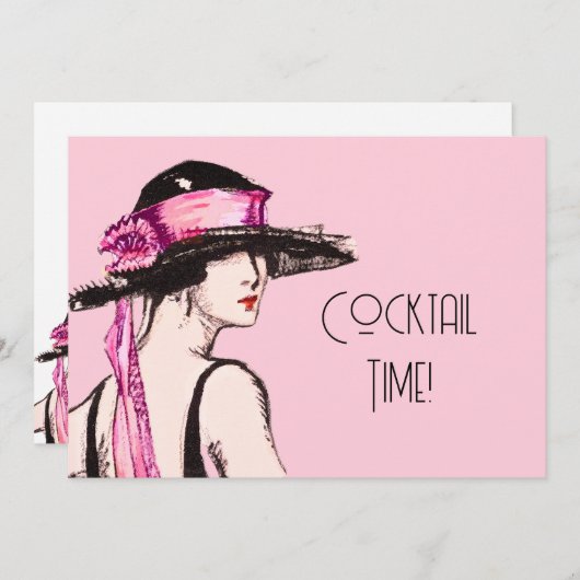 Flapper Girl Cocktail Party 招待状 (正面/裏面)