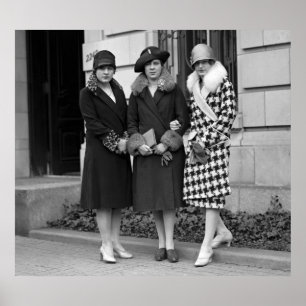 Flapper Girls, Cloche Hats 1920s ポスター