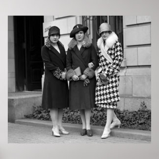 Flapper Girls, Cloche Hats 1920s ポスター