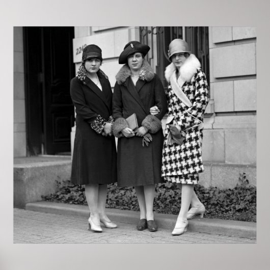 Flapper Girls, Cloche Hats 1920s ポスター (正面)