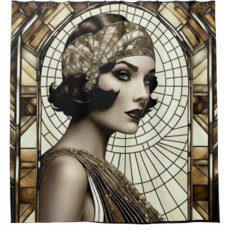 Flapper Roaring 20s Shower Curtain シャワーカーテン