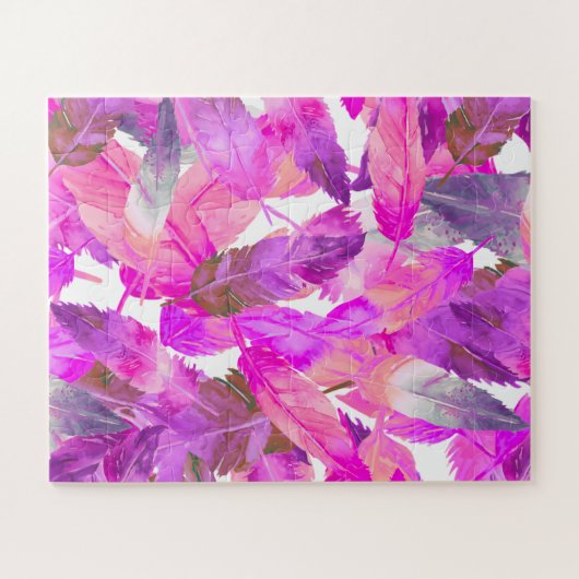 Flapping Flamingos Pink Feathers puzzle ジグソーパズル (横)