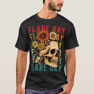 Flare Day Fibromyalgia Dysautonomia Skull Invisibl Tシャツ
