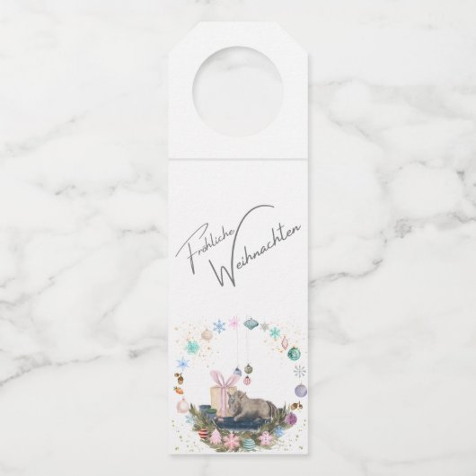 Flaschen Anhänger , Weihnachtsbild mit Pferd ボトルネックタグ (正面)