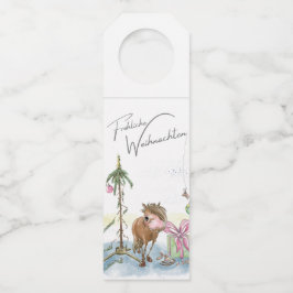 Flaschen Anhänger, Weihnachtsbild mit Pony ボトルネックタグ