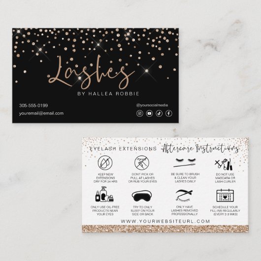 Flash拡張のアフターケアの指示金ゴールドGem 名刺 (正面/裏面)